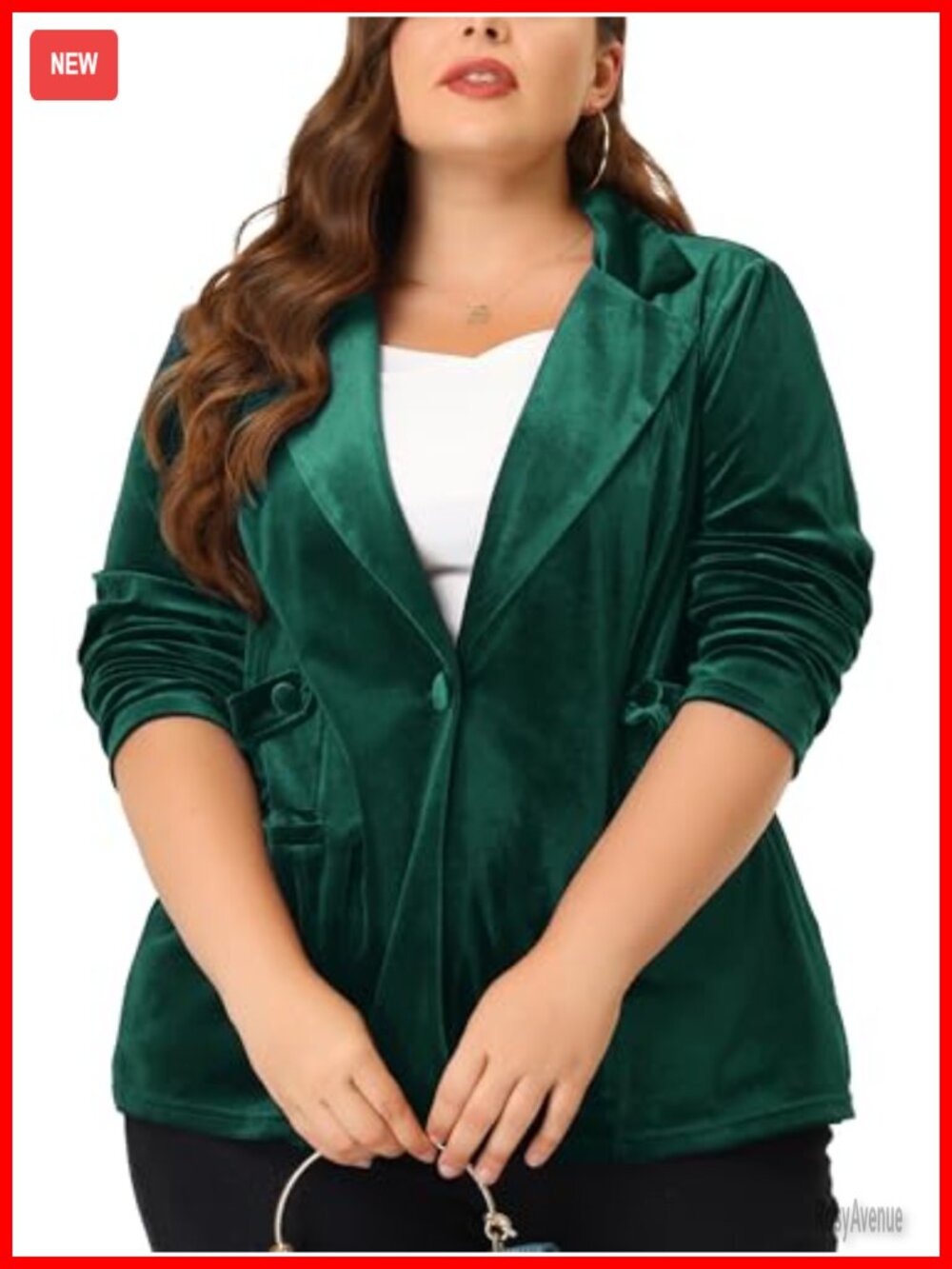 Plus Size Velvet Blazer One Button Notch Lapel Business Casual Work